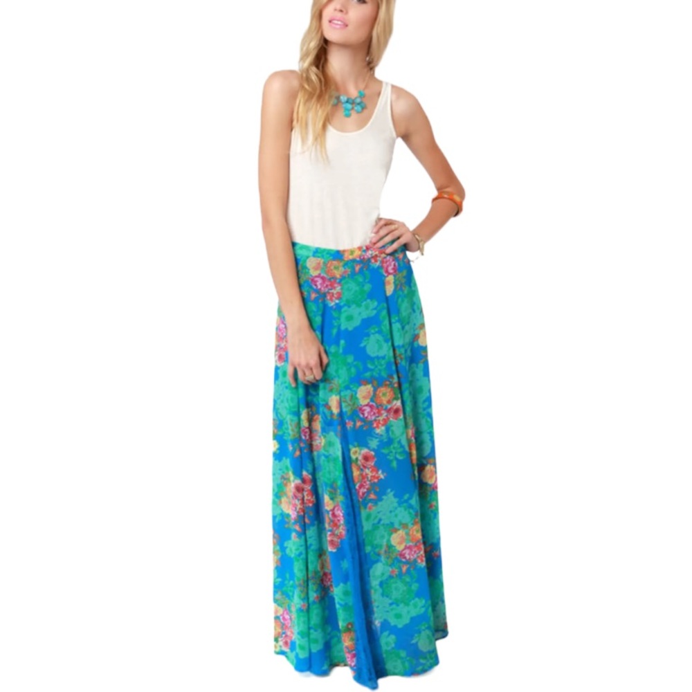 Champagne & Strawberries Floral and Lace Maxi skirt